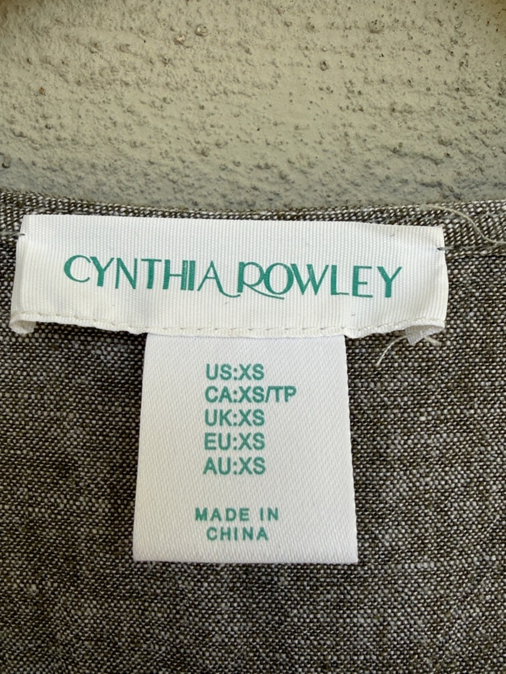 Cynthia Rowley Linen Blend Lagenlook V-Neck Puff Sleeve Loose Dress Taupe XS - Picture 2 of 10